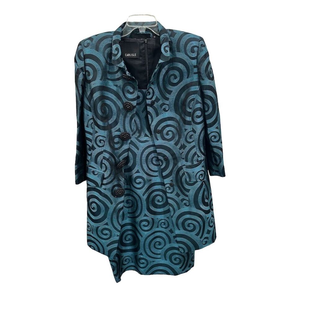 Carlisle Women's Size 8‎ Dress jacket set aqua swirls Button-Up